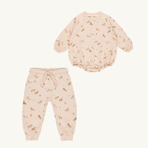 NWT - Rylee + Cru horses romper and sweatpants set 18-24M